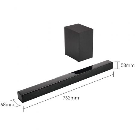 Panasonic SC-HTB150EGK Barra de Sonido de 2.1 Canales con Subwoofer Inalámbrico, 100W, Negro